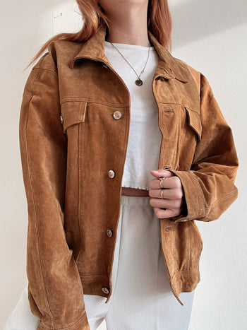 Veste en daim camel oversized M/L