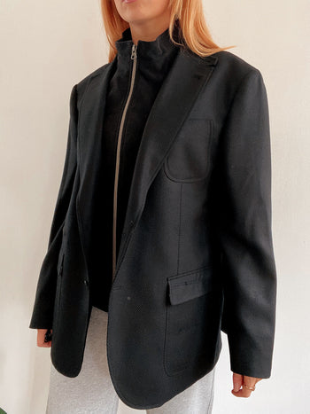 Veste Blazer vintage noire col détachable L