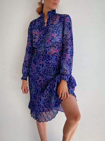 Robe vintage longue violette M