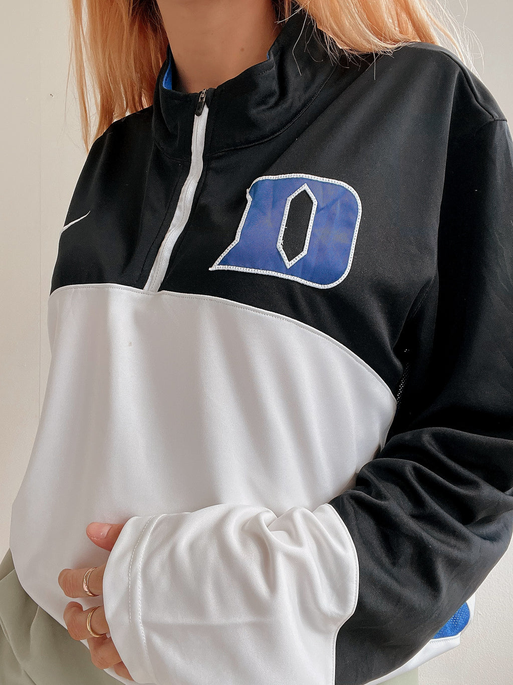 White and blue jacket with orange collar Adidas XL