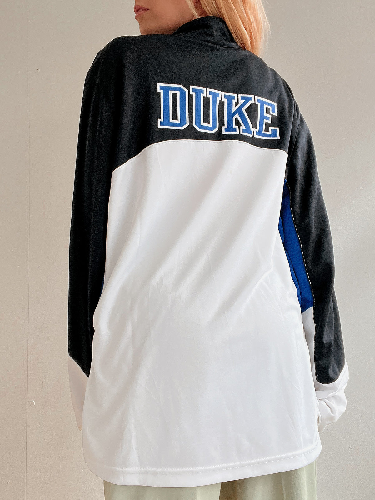 White and blue jacket with orange collar Adidas XL