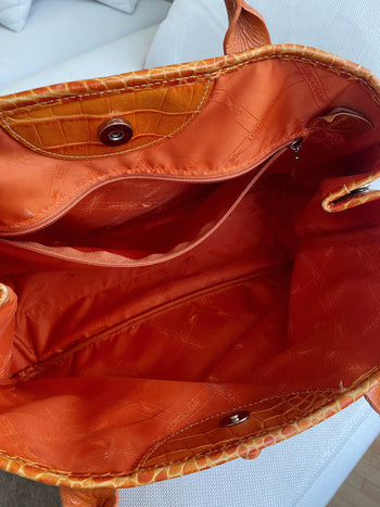 Orangefarbene Lederhandtasche von Longchamp 