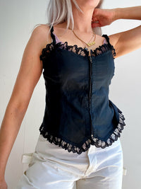 Top Vintage 80/90s noir avec dentelle  M