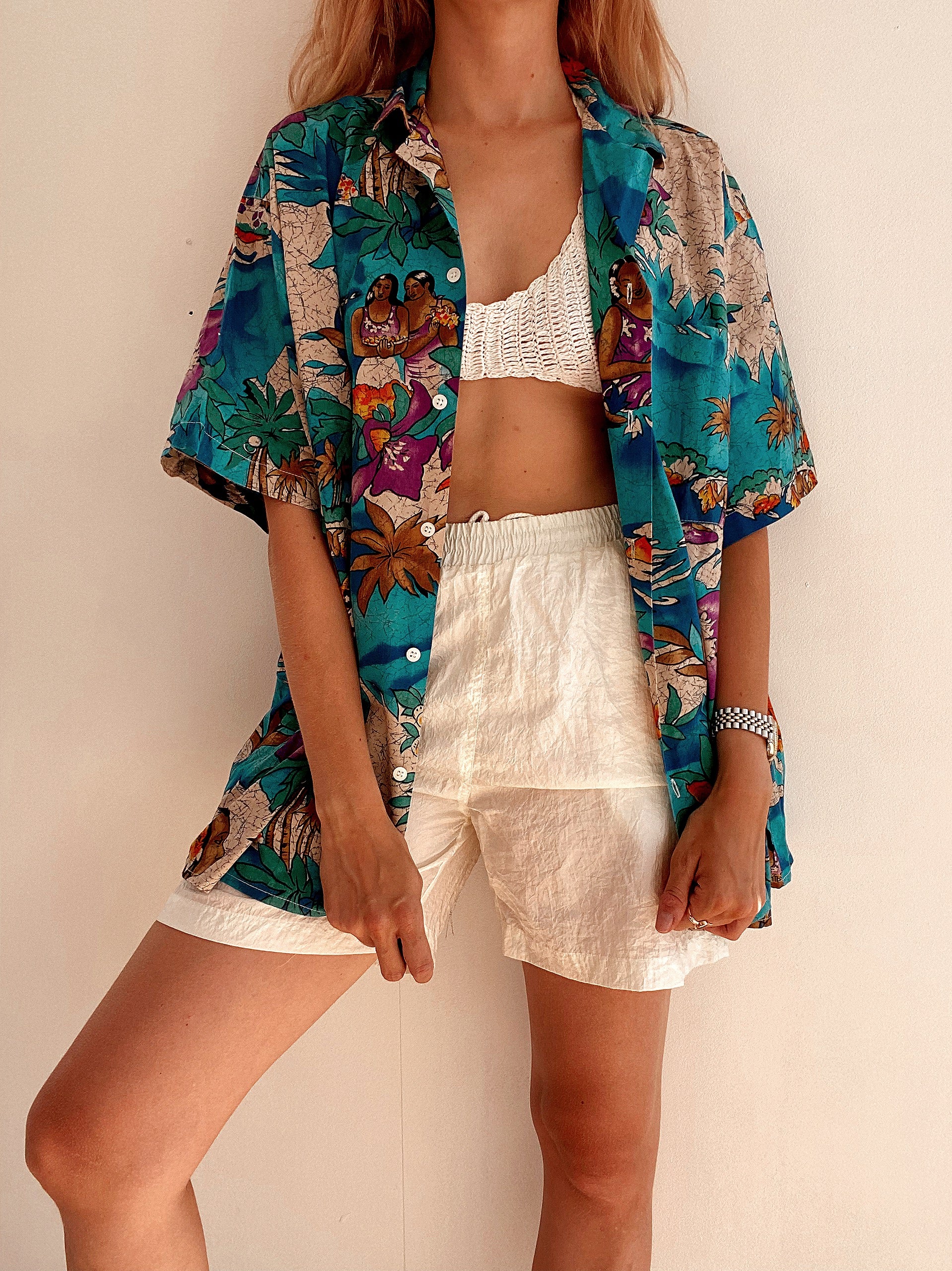 Chemise hawaïenne Vintage 80/90s turquoise