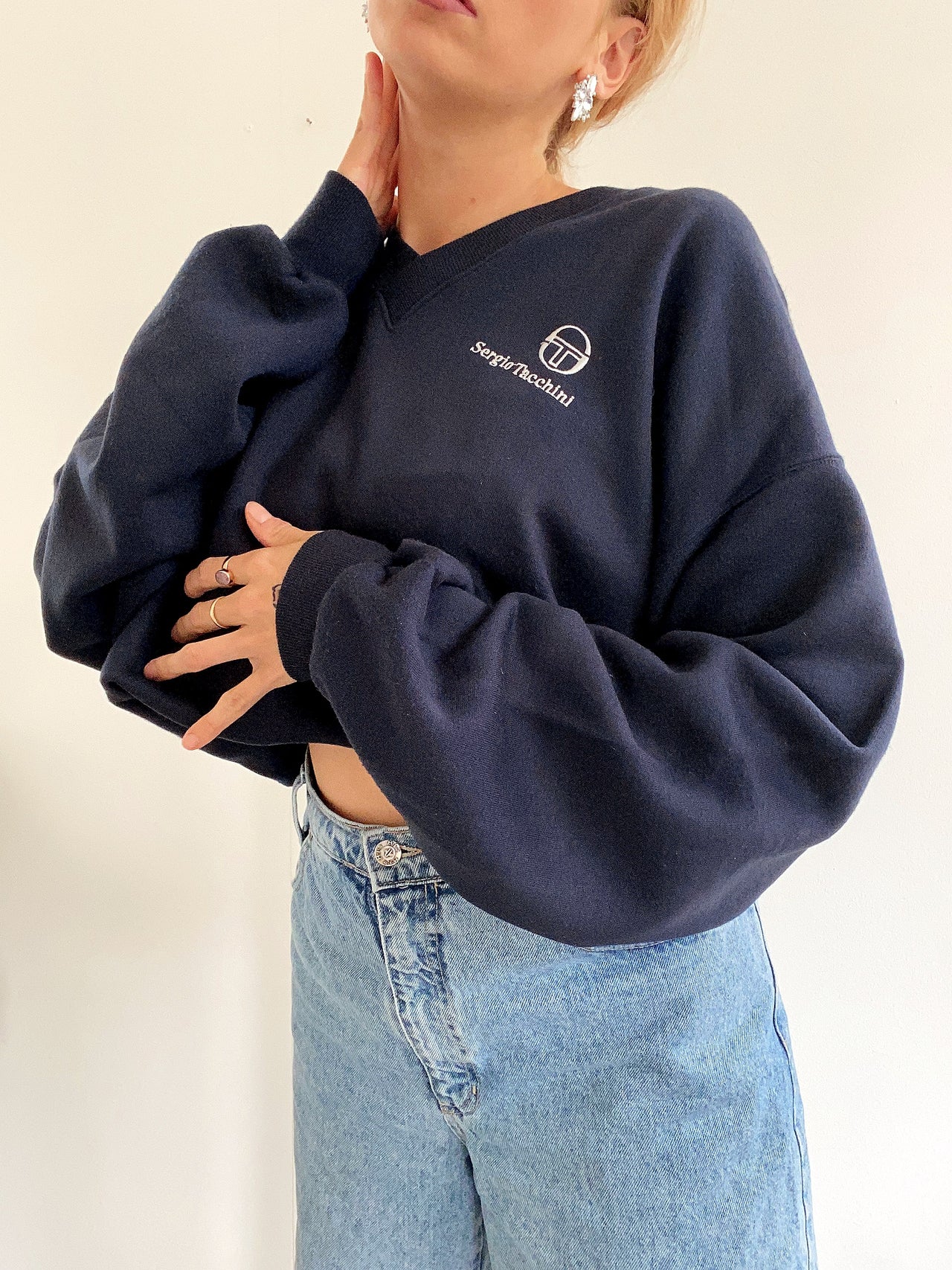 Vintage dunkelblauer Pullover Sergio Tacchini XL