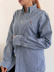 Chemise Vintage bleue foncée à carreaux Ralph Lauren L