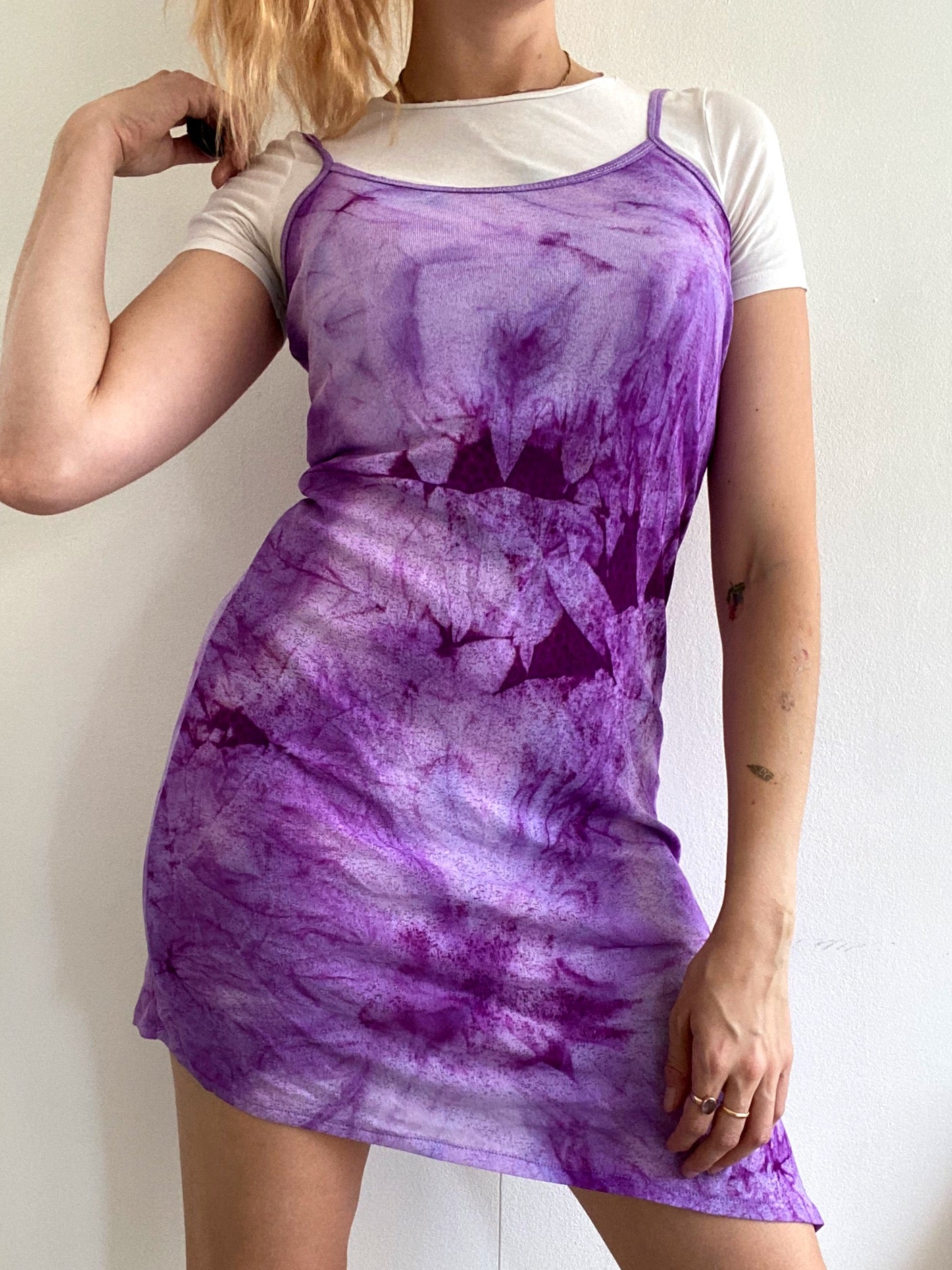 Robe vintage violette transparente Y2K s/m