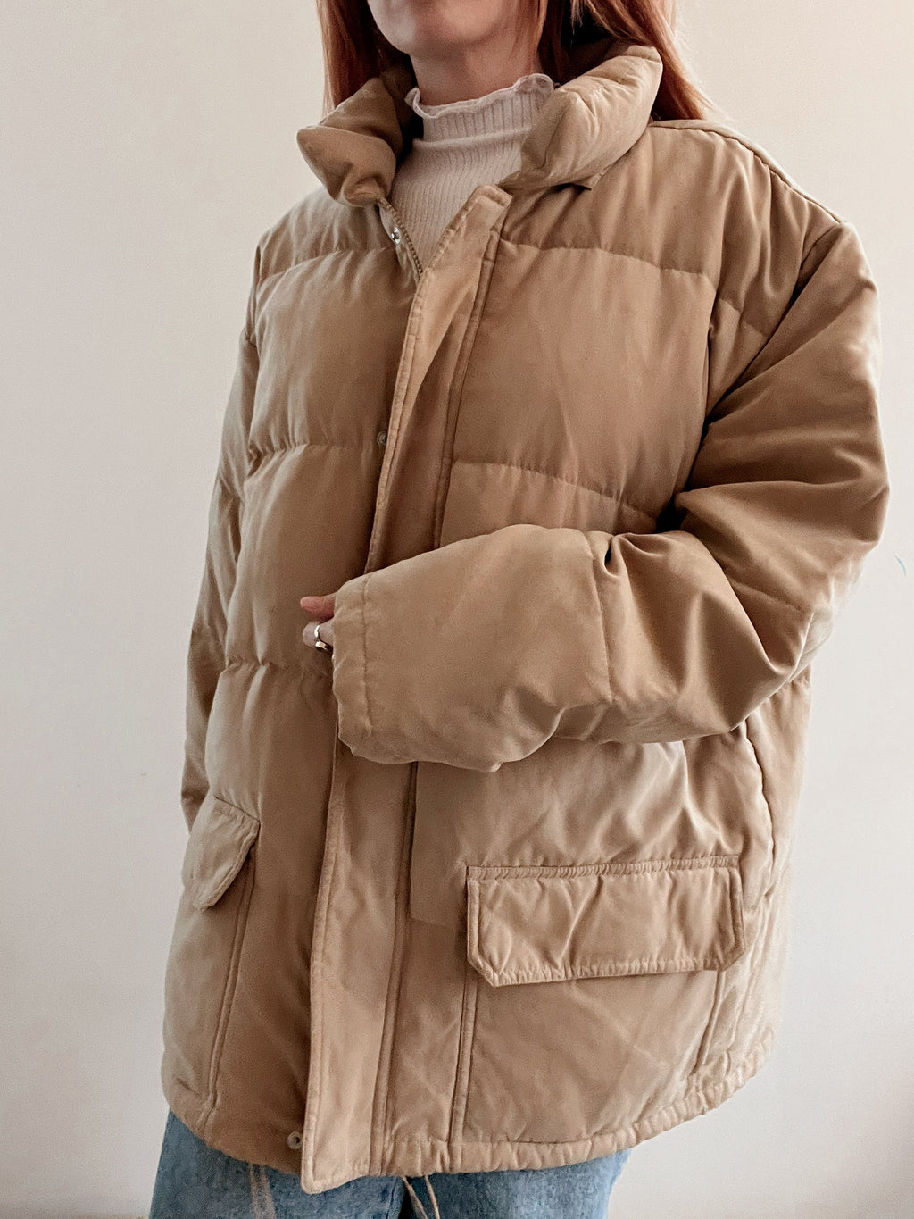 Doudoune vintage beige plume d’oie XL