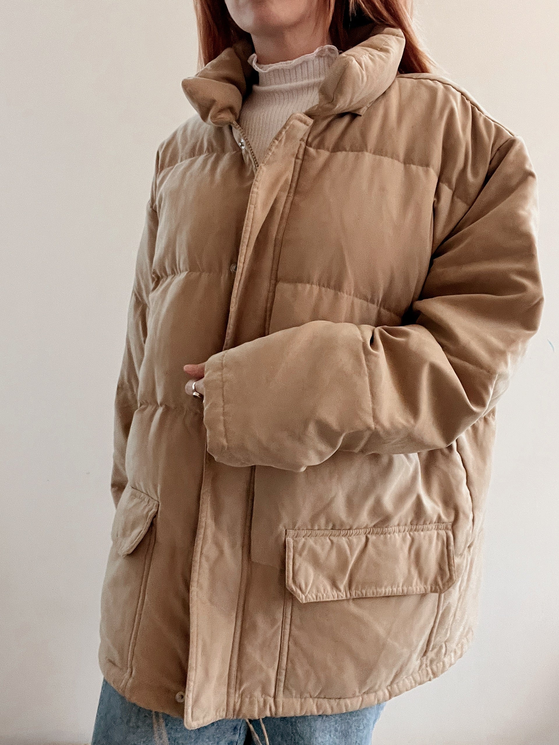 Doudoune vintage beige plume d’oie XL