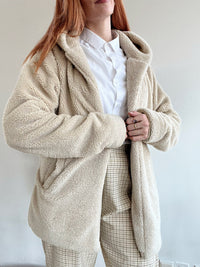 Cremefarbene Teddybär-/Fleecejacke XL