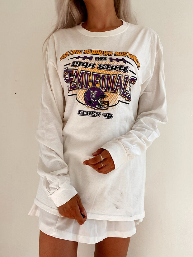 T-shirt à manches longues vintage USA blanc et violet XL