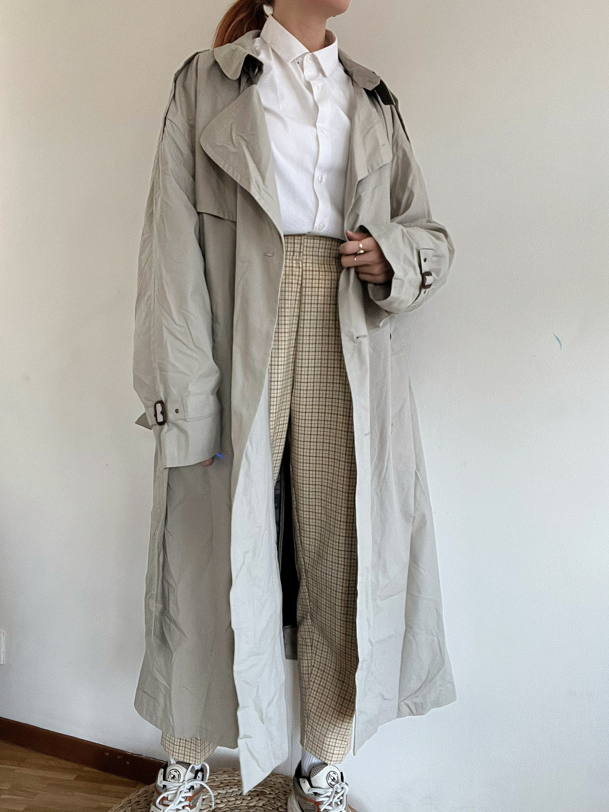 Trench coat vintage gris/beige  L oversized