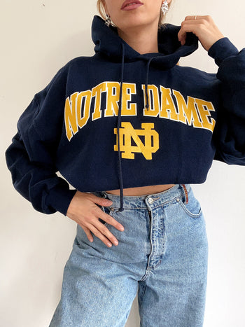 Pull vintage américain bleu foncé et jaune XL