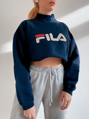 Pull col roulé bleu foncé Fila M