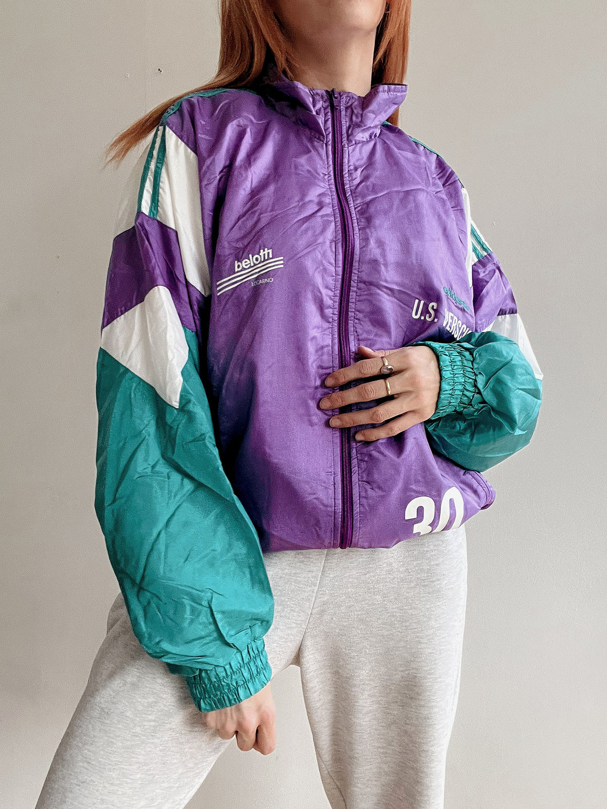 Vintage lila Joggingjacke Adidas L