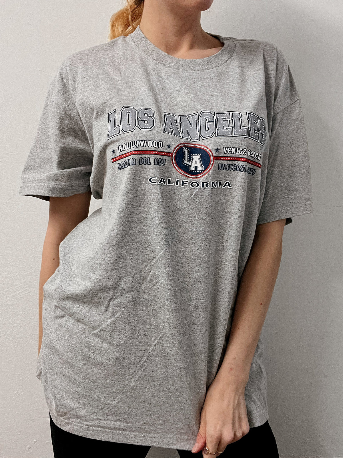 Hellgraues Vintage-T-Shirt Los Angeles XL