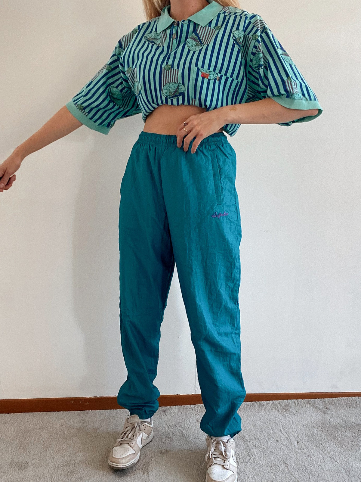 Pantalon de jogging vintage vert turquoise M