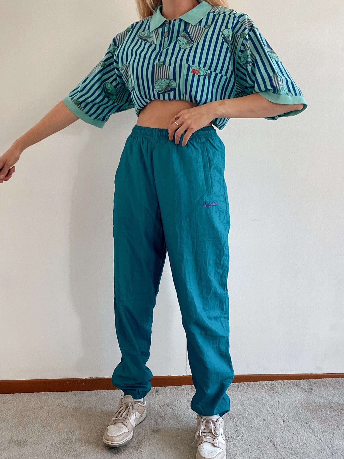 Pantalon de jogging vintage vert turquoise M