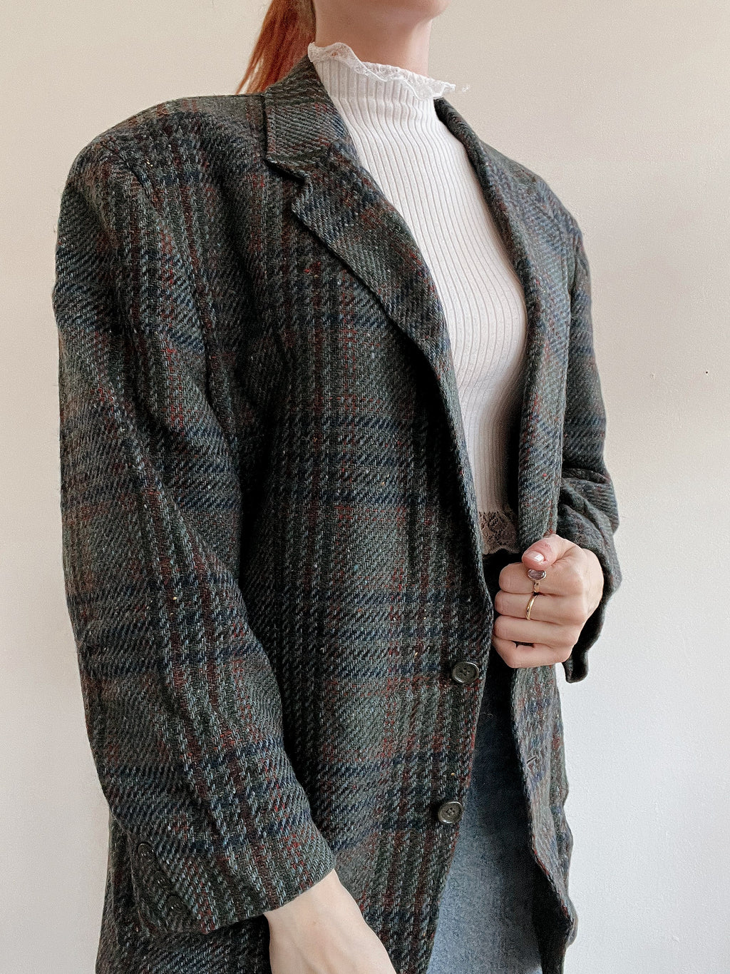 Veste blazer vintage en laine gris/khaki  XL