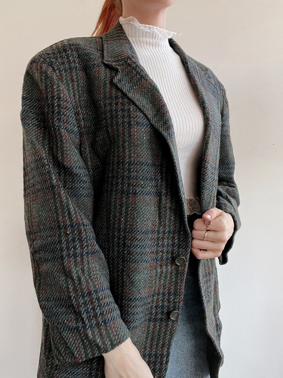Veste blazer vintage en laine gris/khaki  XL