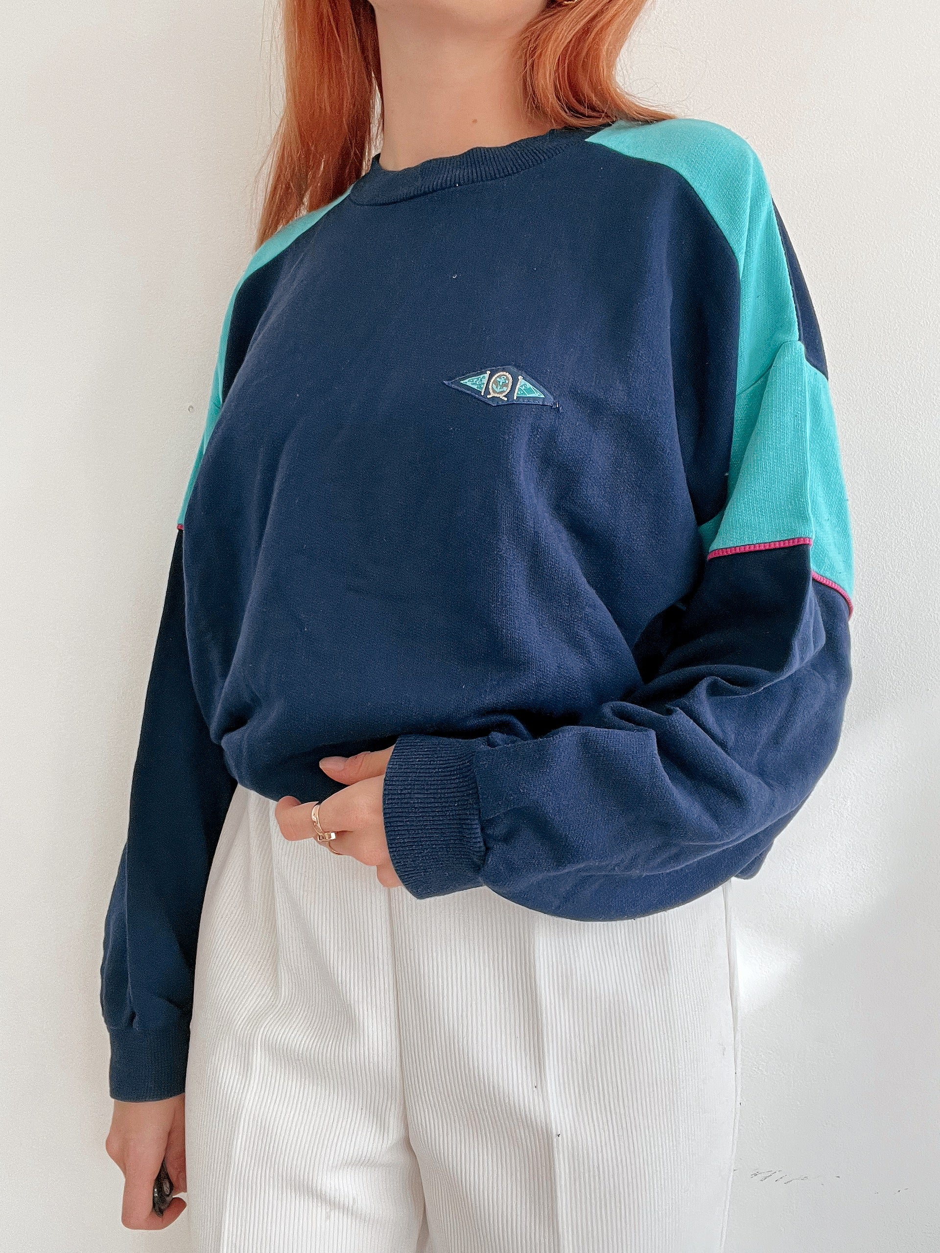 White and blue jacket with orange collar Adidas XL