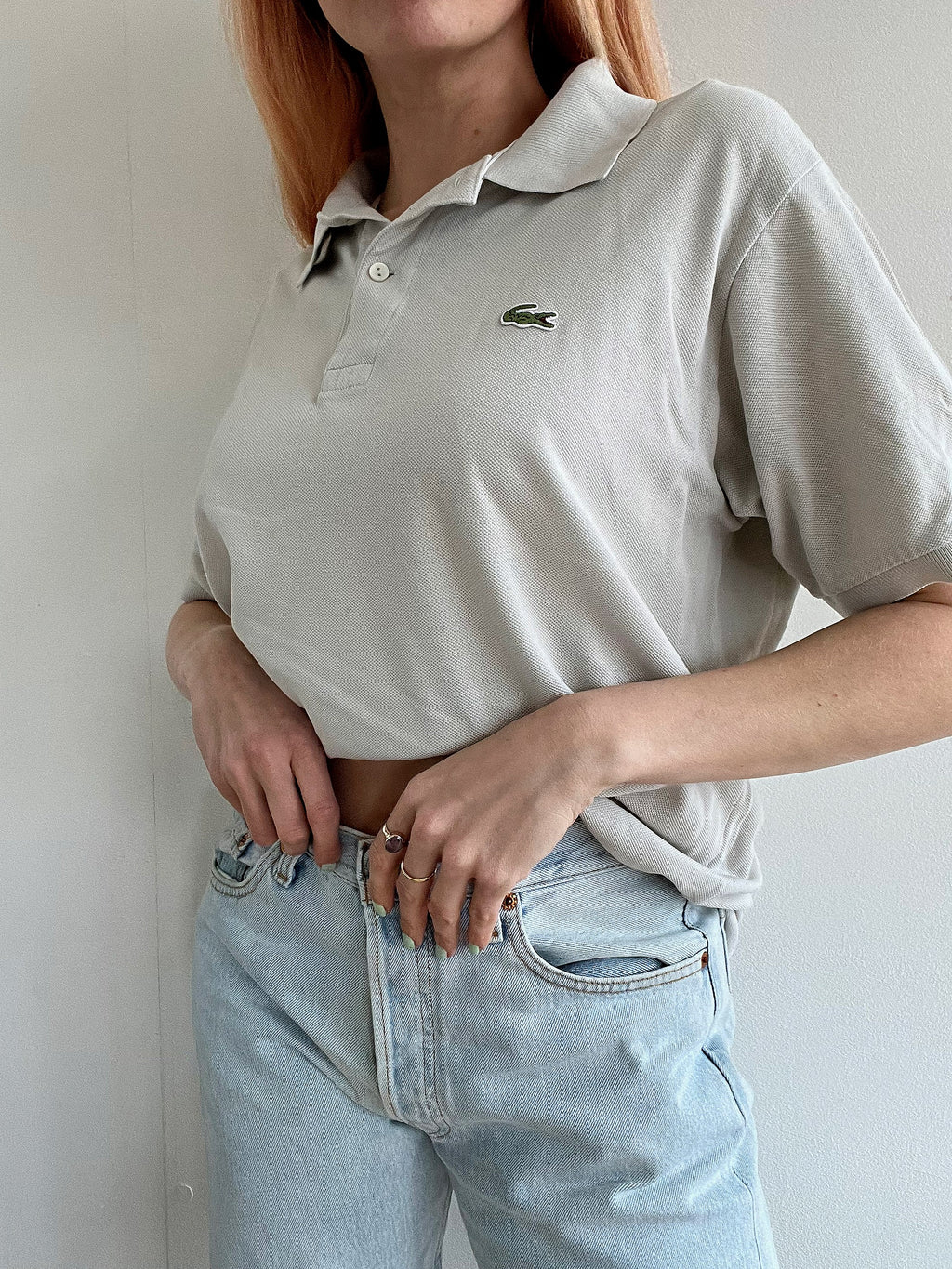 Polo Lacoste gris clair S/M