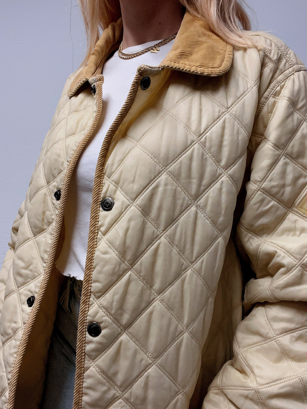 White and blue jacket with orange collar Adidas XL