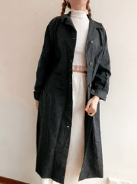 Sehr dunkelblauer/grauer Vintage-Trenchcoat in Jeans L 
