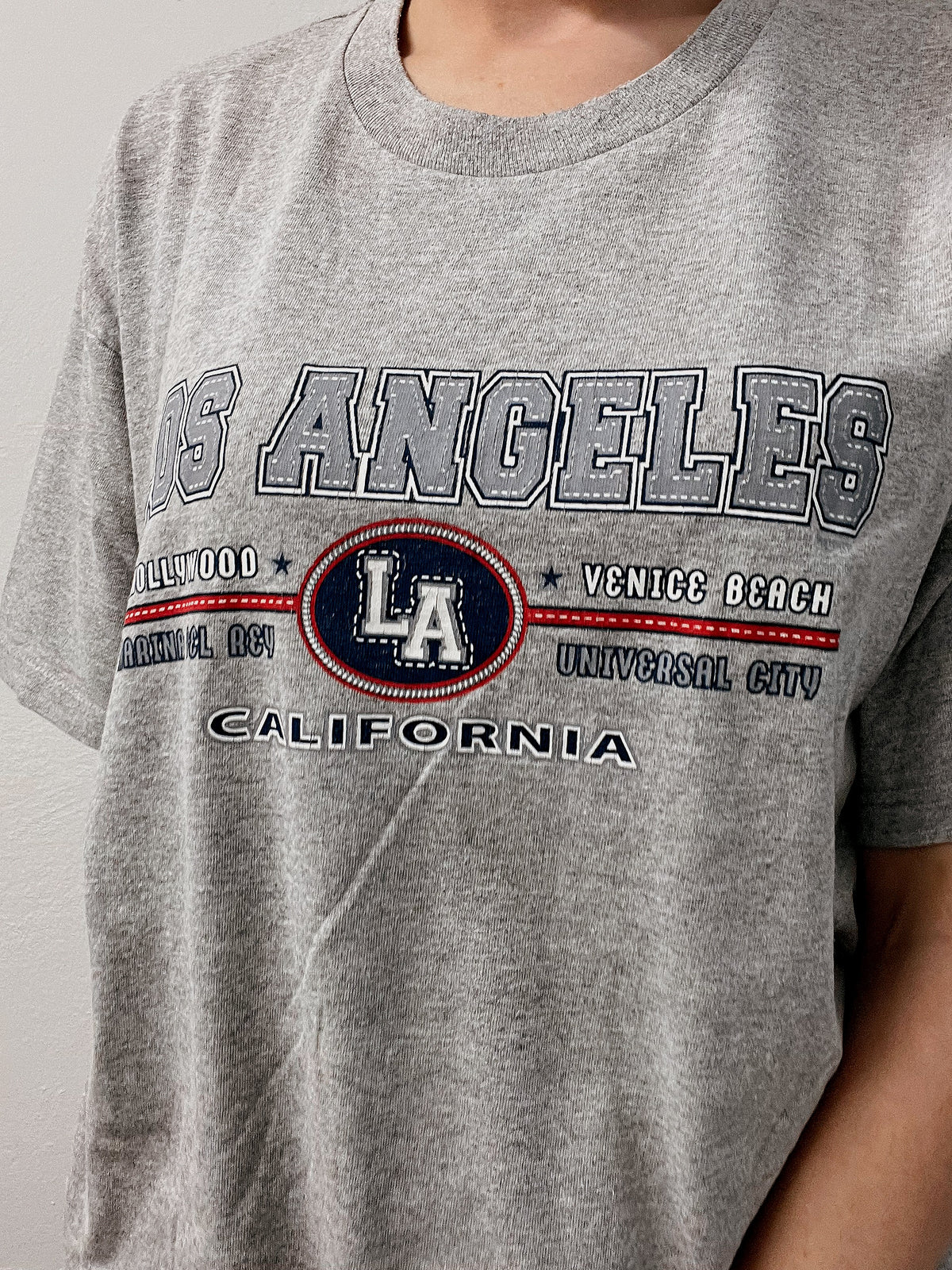Hellgraues Vintage-T-Shirt Los Angeles XL