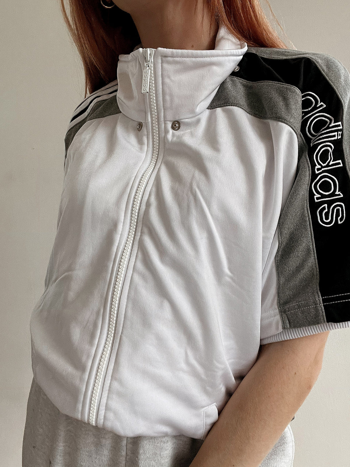 Gilet jogging vintage blanc et gris Adidas M