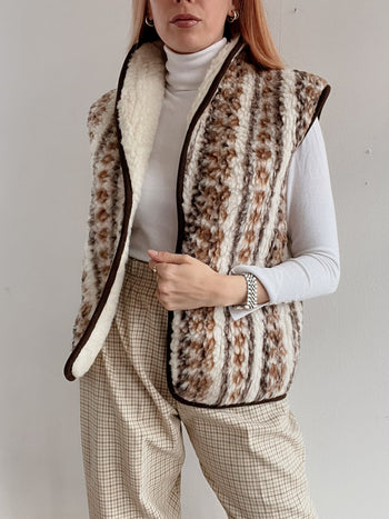 Gilet vintage sans manche en laine L