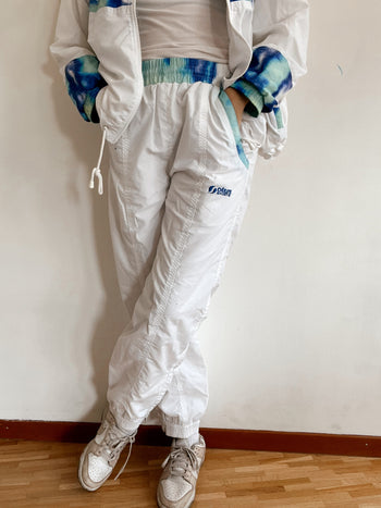 Ensemble tracksuit vintage jacket & jogging blanc et bleu S