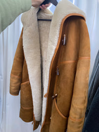 Manteau mouton retourné à capuche beige M