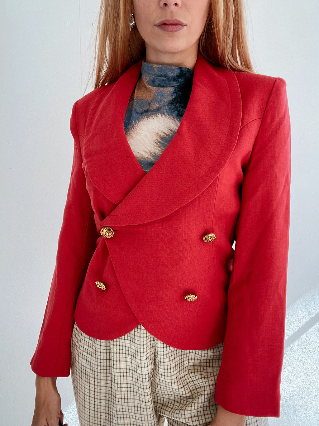 Veste Blazer vintage rose et dorée  S