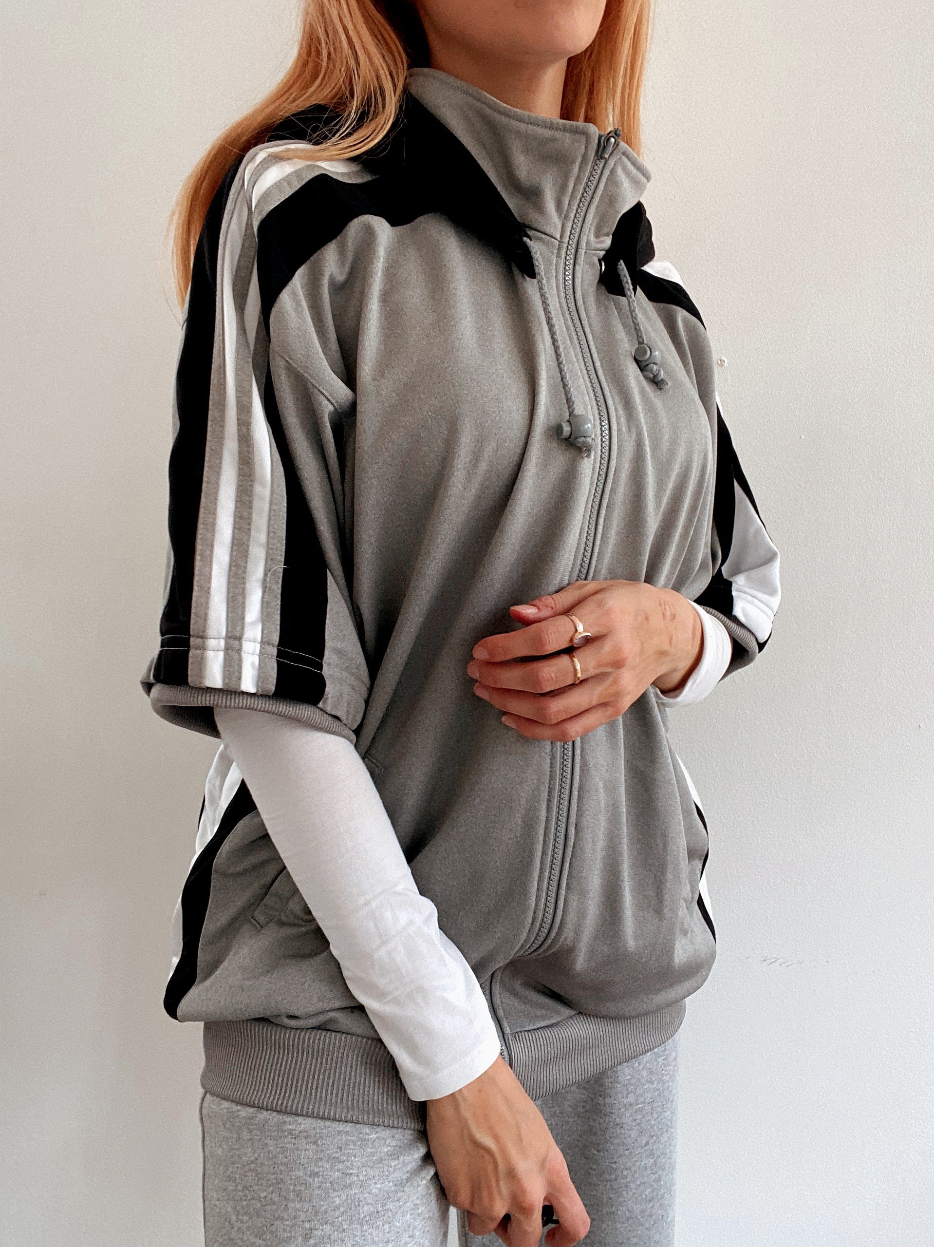 Jacket vintage à manches courtes grise claire Adidas  XL