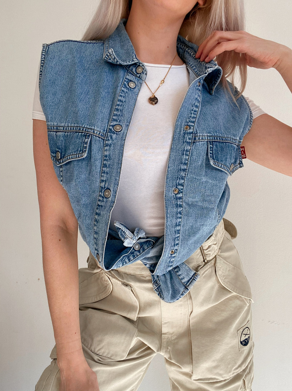 Gilet en jeans vintage bleu clair M