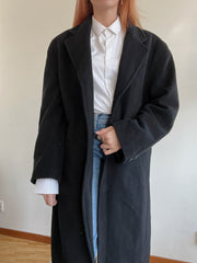 Manteau en laine vintage noir L