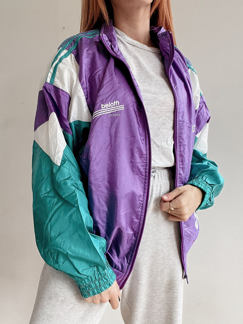 Vintage lila Joggingjacke Adidas L
