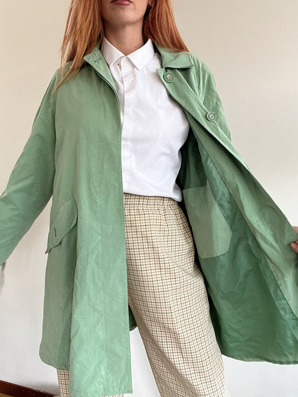 Trench coat vintage vert Clair M oversized