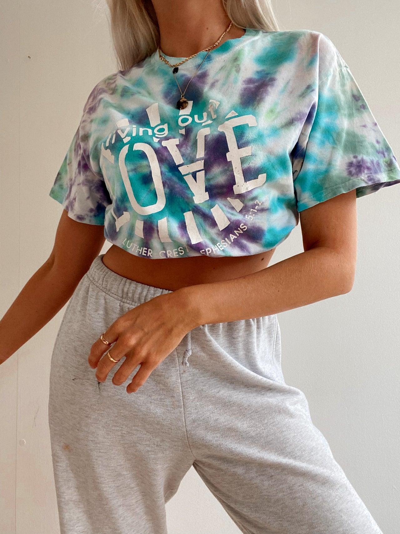 T-shirt vintage bleu et violet tie and dye M/L