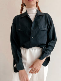 Chemise Vintage 80/90s noir/gris en soie M