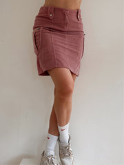 Mini jupe rose en velours côtelé cargo M/L