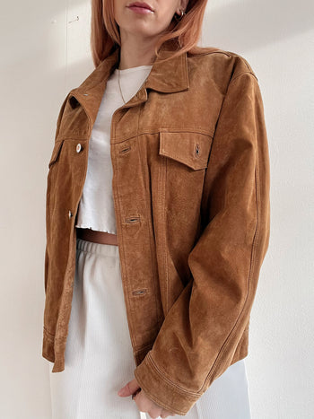 Veste en daim camel oversized M/L