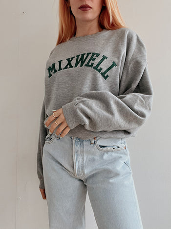 Pull américain vintage gris clair et vert XL