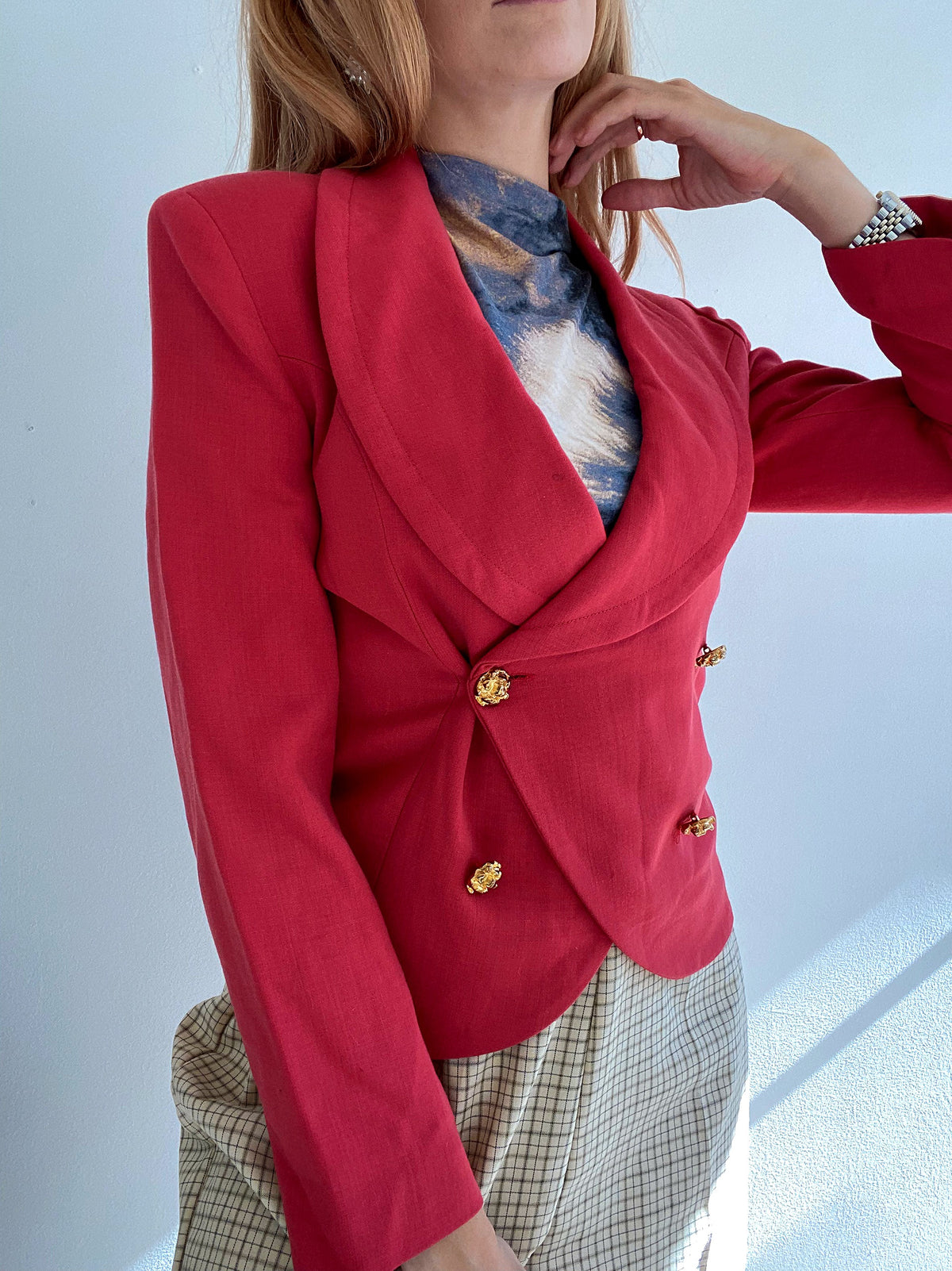 Veste Blazer vintage rose et dorée  S