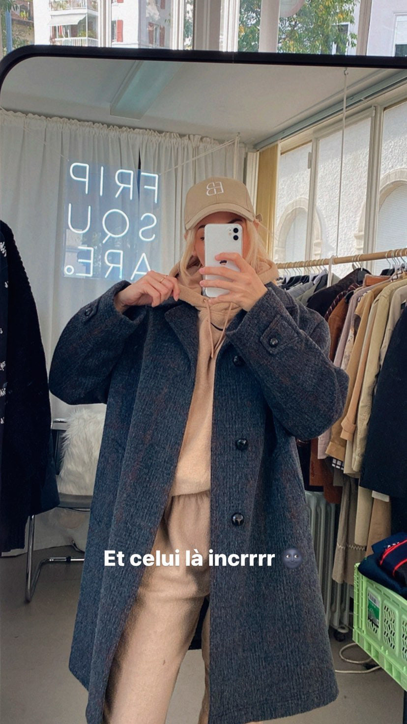 Dunkelgrauer Wollmantel XL
