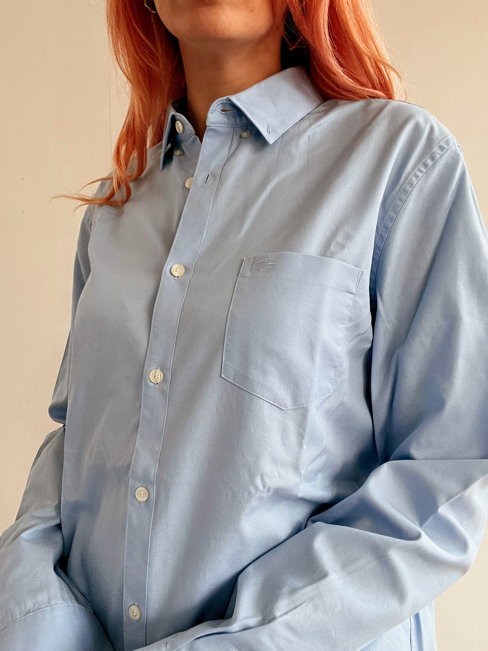 Vintage Lacoste himmelblaues Hemd M 