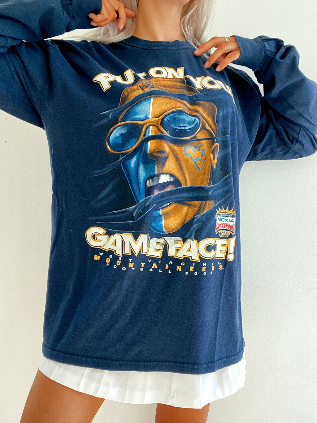 Vintage USA Langarm-T-Shirt dunkelblau XL