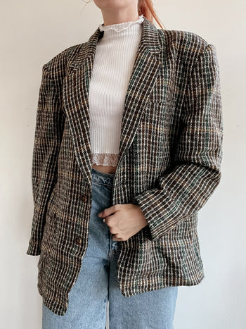 Veste blazer vintage en laine brune/khaki  XL