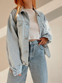 Veste en jeans vintage bleue très claire L